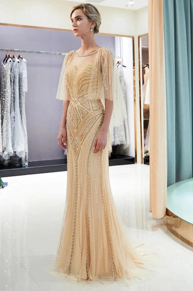Mermaid Sweetheart Illusion Neckline Sequins Beading Evening Dresses by misshow.com