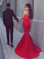 Mermaid Sweetheart Sleeveless With Ruched Satin Prom Dresses by misshow.com