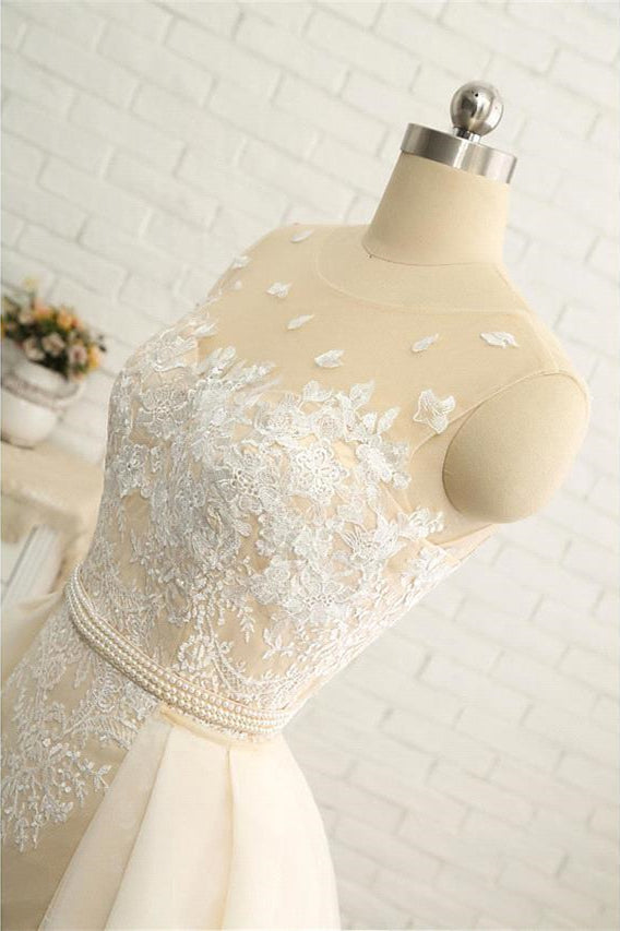 Mermaid \ Trumpet Jewel Neck Chapel Train Lace Tulle Lace Over Satin Regular Straps Formal See-Through Wedding Dresses