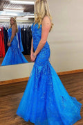 Zadie | Mermaid V Neck Sequins Lace Long Prom Dresses with Appliques by KissProm