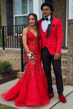 Zadie | Mermaid V Neck Sequins Lace Long Prom Dresses with Appliques by KissProm