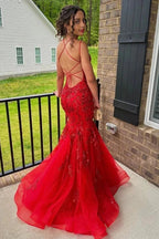 Zadie | Mermaid V Neck Sequins Lace Long Prom Dresses with Appliques by KissProm