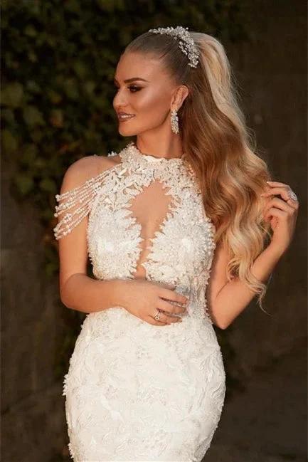 Mermaid Wedding Dress Appliques Bridal Gown With Beads by misshow.com