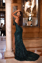 sequin mermaid dress corset prom dress with slit by vivymakudress