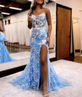 Aubrie |Mermaid Spaghetti Straps Lace Tulle Prom Dress with Slit by KissProm