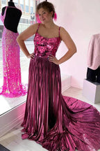 Yesenia | Metallic Off-the-Shoulder Pleated Prom Dress with Broken Mirrors by KissProm