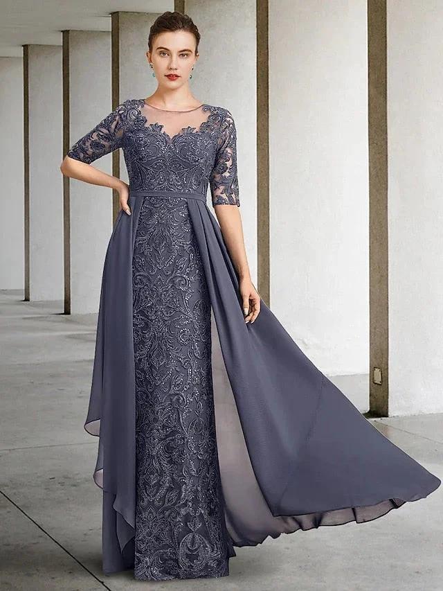 A-Line/Princess Scoop Floor-Length Mother of the Bride Dresses by Dreamylily