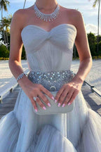 Mika | Strapless A-Line Tulle Long Prom Dress With Beading by KissProm