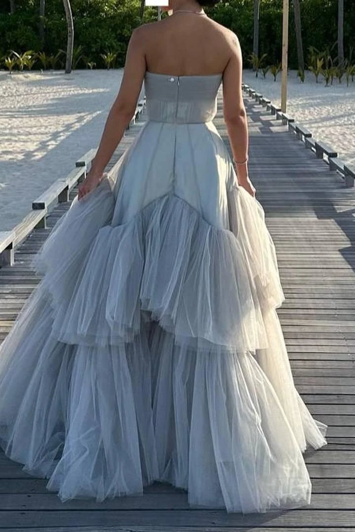 Mika | Strapless A-Line Tulle Long Prom Dress With Beading by KissProm