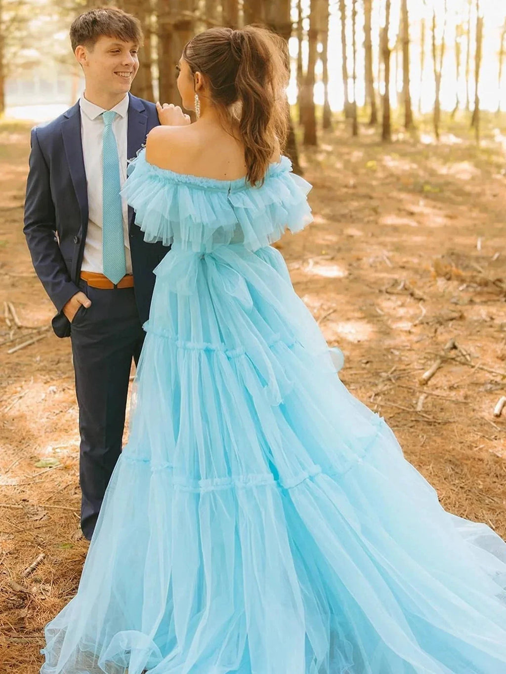 Mikelle | Ruffles Off the Shoulder Corset A-line Long Formal Dress by KissProm