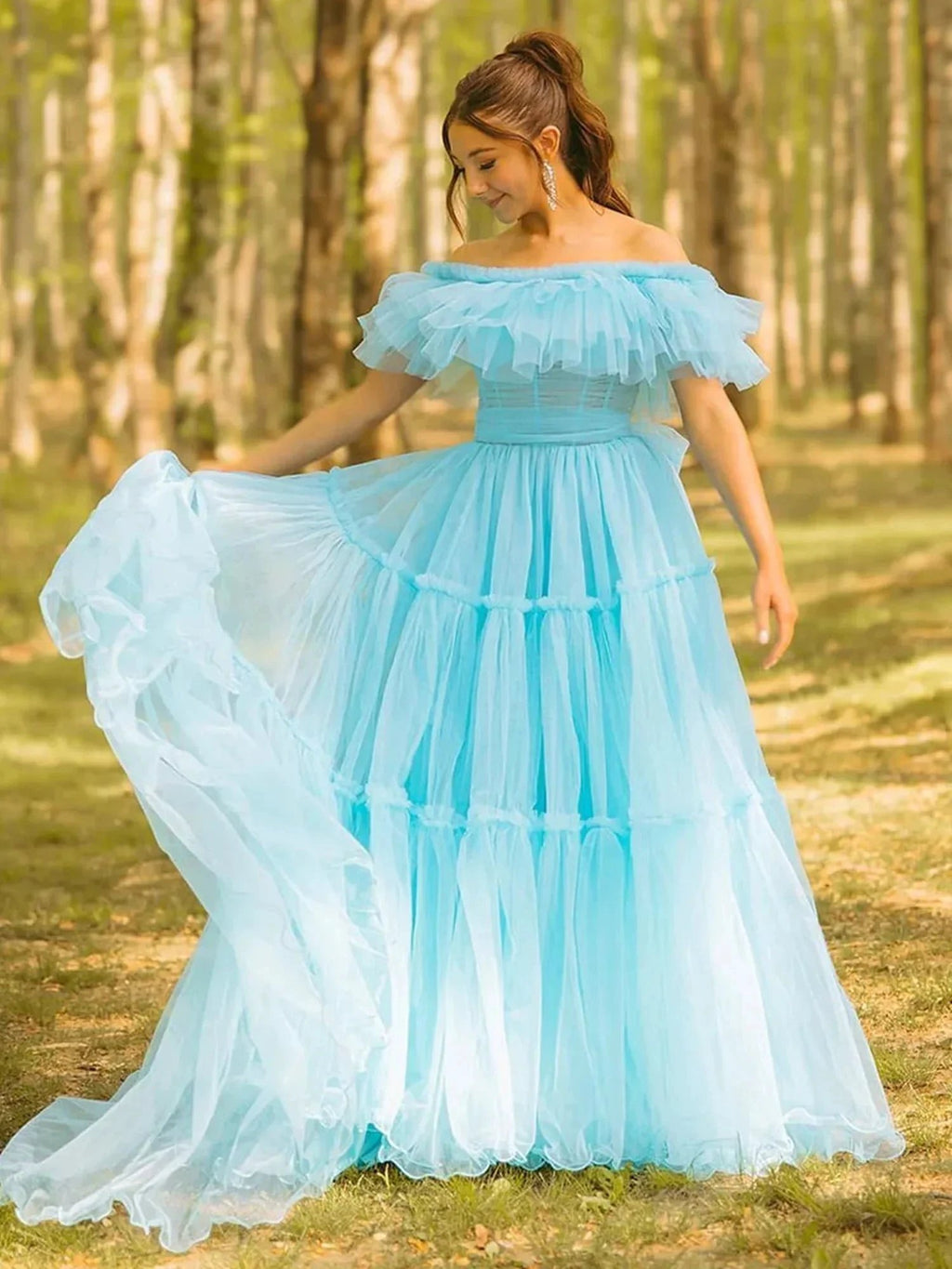 Mikelle | Ruffles Off the Shoulder Corset A-line Long Formal Dress by KissProm