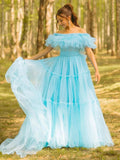 Mikelle | Ruffles Off the Shoulder Corset A-line Long Formal Dress by KissProm