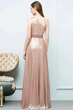 Misshow A-line Sequined One-shoulder Floor-Length Evening Dress Evening Dress by misshow.com