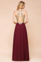 Women's Gold Appliques Evening Formal Dress Chiffon Lace Prom Long Ball Gown by misshow.com