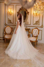 Modern Long A-line Sleeveless Wedding Dresses With Lace by misshow.com