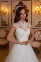 Modern Long A-line Sleeveless Wedding Dresses With Lace by misshow.com