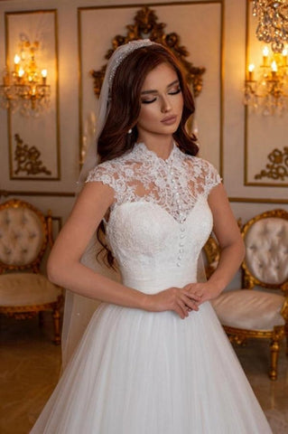 Modern Long A-line Sleeveless Wedding Dresses With Lace