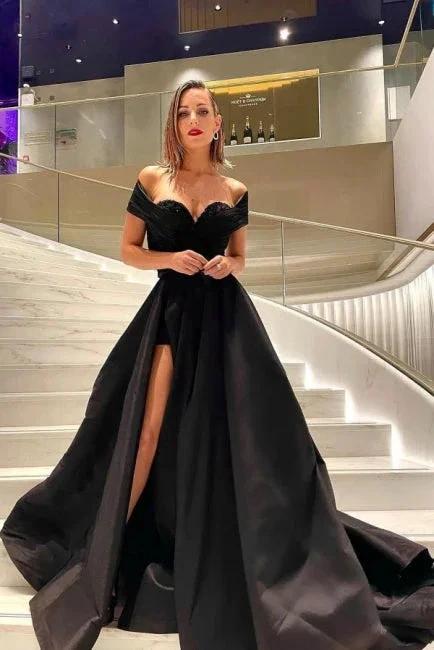 Modern Long Black Sequined Sleeveless Evening Dress With Slit by misshow.com