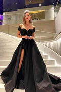 Modern Long Black Sequined Sleeveless Evening Dress With Slit by misshow.com