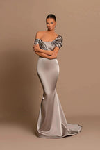 Modern Long Mermaid Off-the-shoulder Prom Dress With Train by misshow.com
