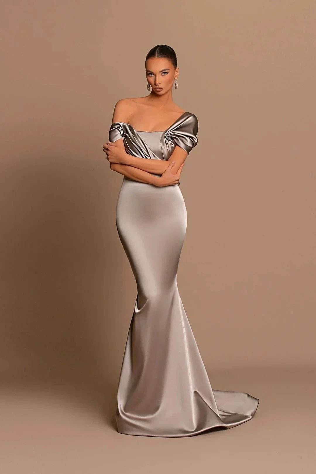 Modern Long Mermaid Off-the-shoulder Prom Dress With Train by misshow.com