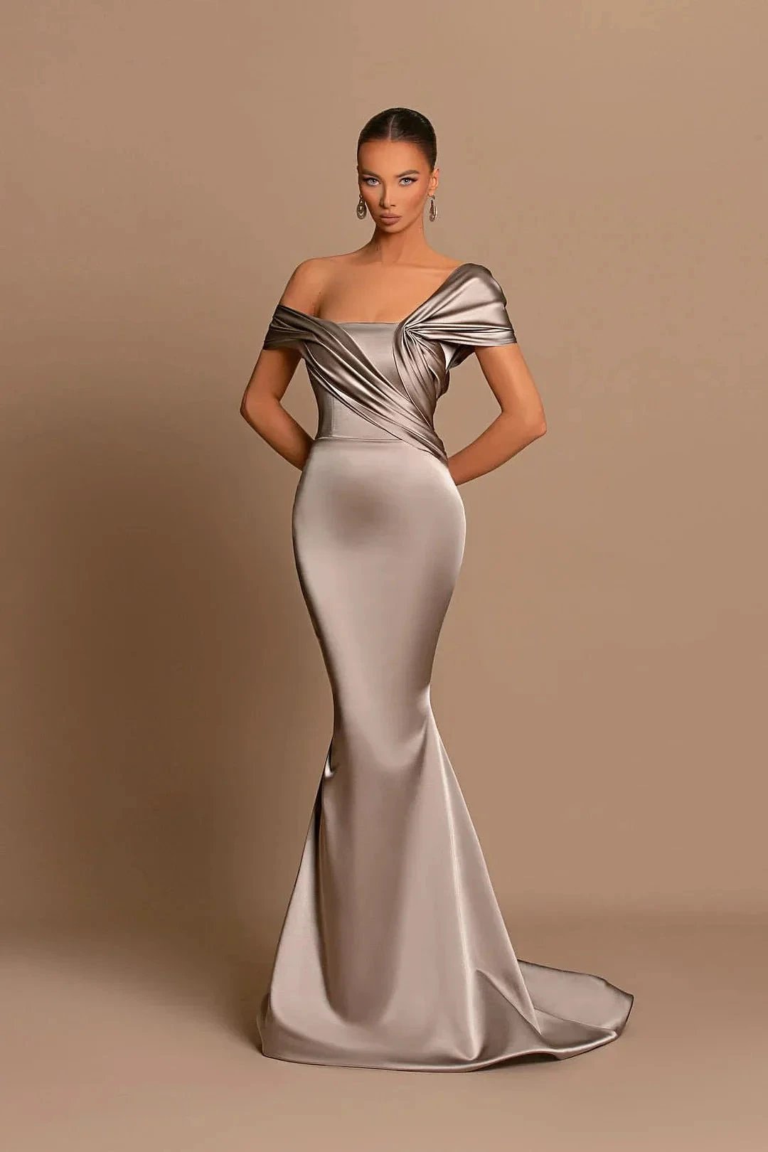 Modern Long Mermaid Off-the-shoulder Prom Dress With Train by misshow.com