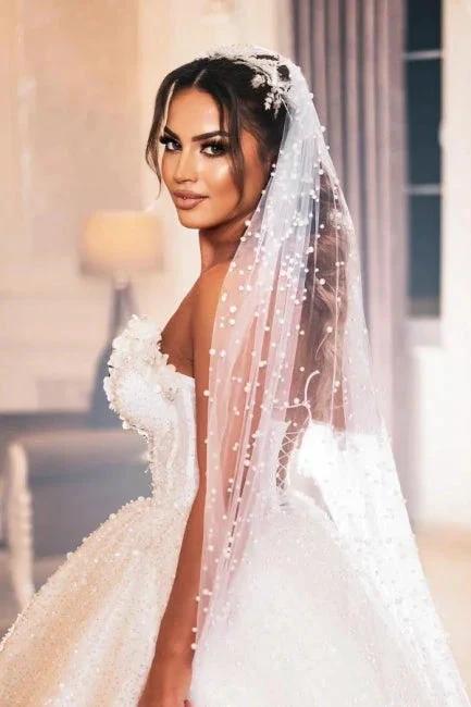 Modern Princess Sleeveless A-line Wedding Dresses With Glitter by misshow.com