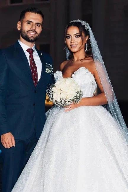 Modern Princess Sleeveless A-line Wedding Dresses With Glitter by misshow.com