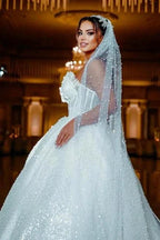 Modern Princess Sleeveless A-line Wedding Dresses With Glitter by misshow.com