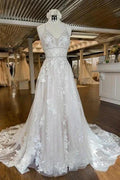 Modern Spaghetti Straps A-Line Wedding dresses With Lace by misshow.com