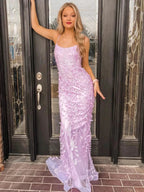 Modest Long Mermaid Scoop Neck Lace Backless Formal Prom Dresses by BIZTUNNEL