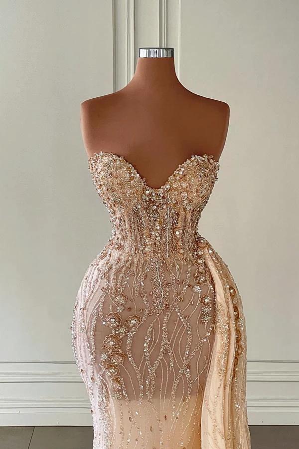 Modest Long Mermaid Sweetheart See through Glitter Prom Dresses by BIZTUNNEL