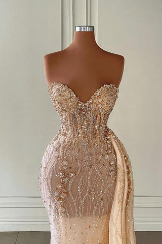 Modest Long Mermaid Sweetheart See through Glitter Prom Dresses