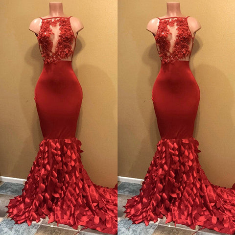 Vestido de fiesta modesto de sirena sin mangas 