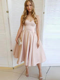 Modest Short A-line Sweetheart Satin Prom Homecoming Dresses by BIZTUNNEL