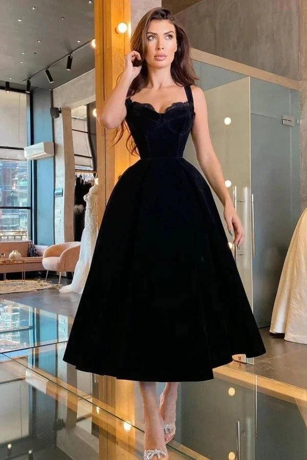 Modest Short A-line Sweetheart Velvet Prom Party Dress by BIZTUNNEL