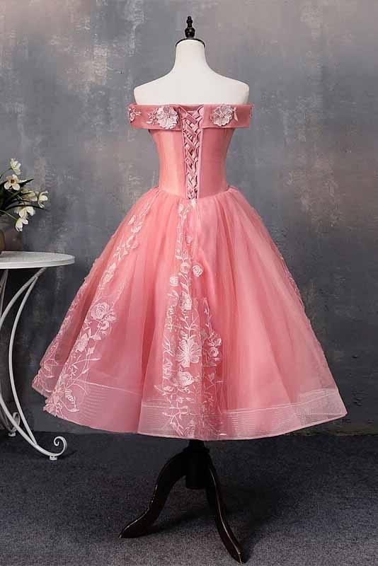 A-line Off-Shoulder Short Prom Dresses Appliques Sweet 16 Gown by Ombreprom