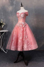A-line Off-Shoulder Short Prom Dresses Appliques Sweet 16 Gown by Ombreprom