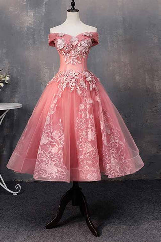 A-Linie Off-Shoulder Kurze Ballkleider Applikationen Sweet 16 Kleid