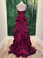 Murray | Sweetheart Spaghetti Straps Tiered A-Line Metallic Prom Dress by KissProm