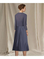 A-Line/Princess V-Neck Tea-Length Mother of the Bride Dresses by Dreamylily