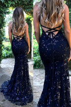 Kara | Lace-Up Mermaid Long Gold Prom Dress with Sequins by KissProm