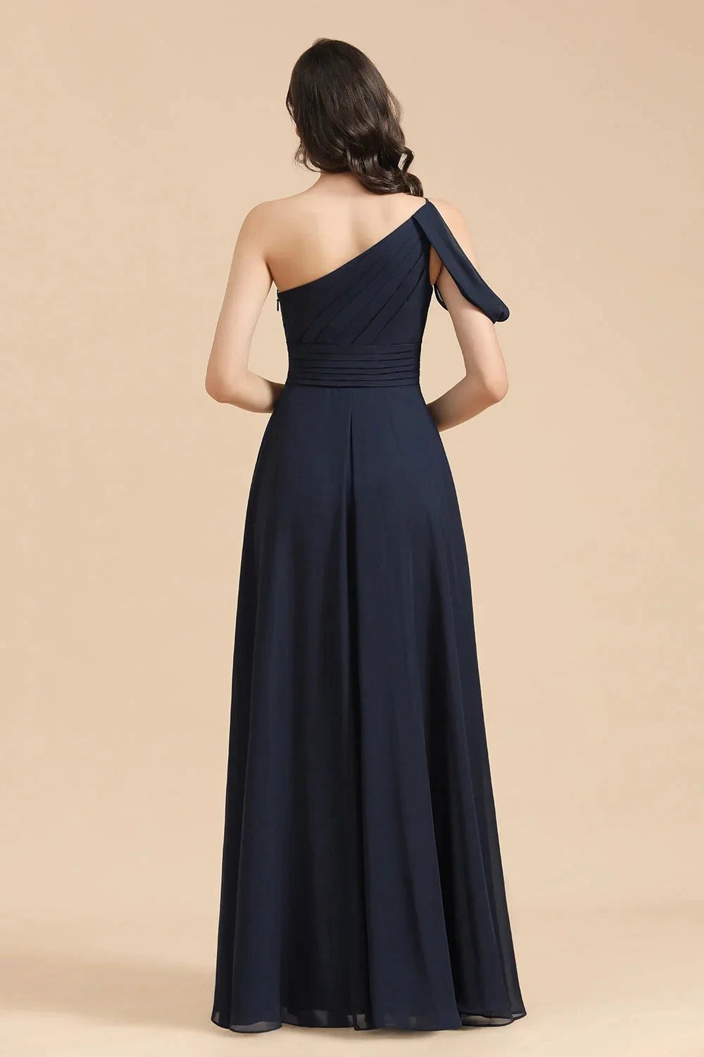 New Arrival Black One Shoulder A-line Long Bridesmaid Dress by misshow.com