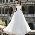 New Arrival High Neck Sleeveless Appliques Wedding Dress by misshow.com
