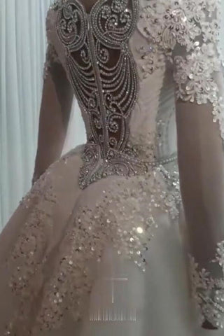 New Arrival Long Sleeves Mermaid Wedding Dress with Overskirt