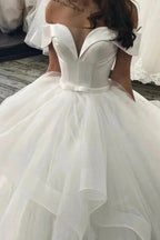 New Arrival Off-the-Shoulder Princess Puffy Layers Wedding Dress by misshow.com