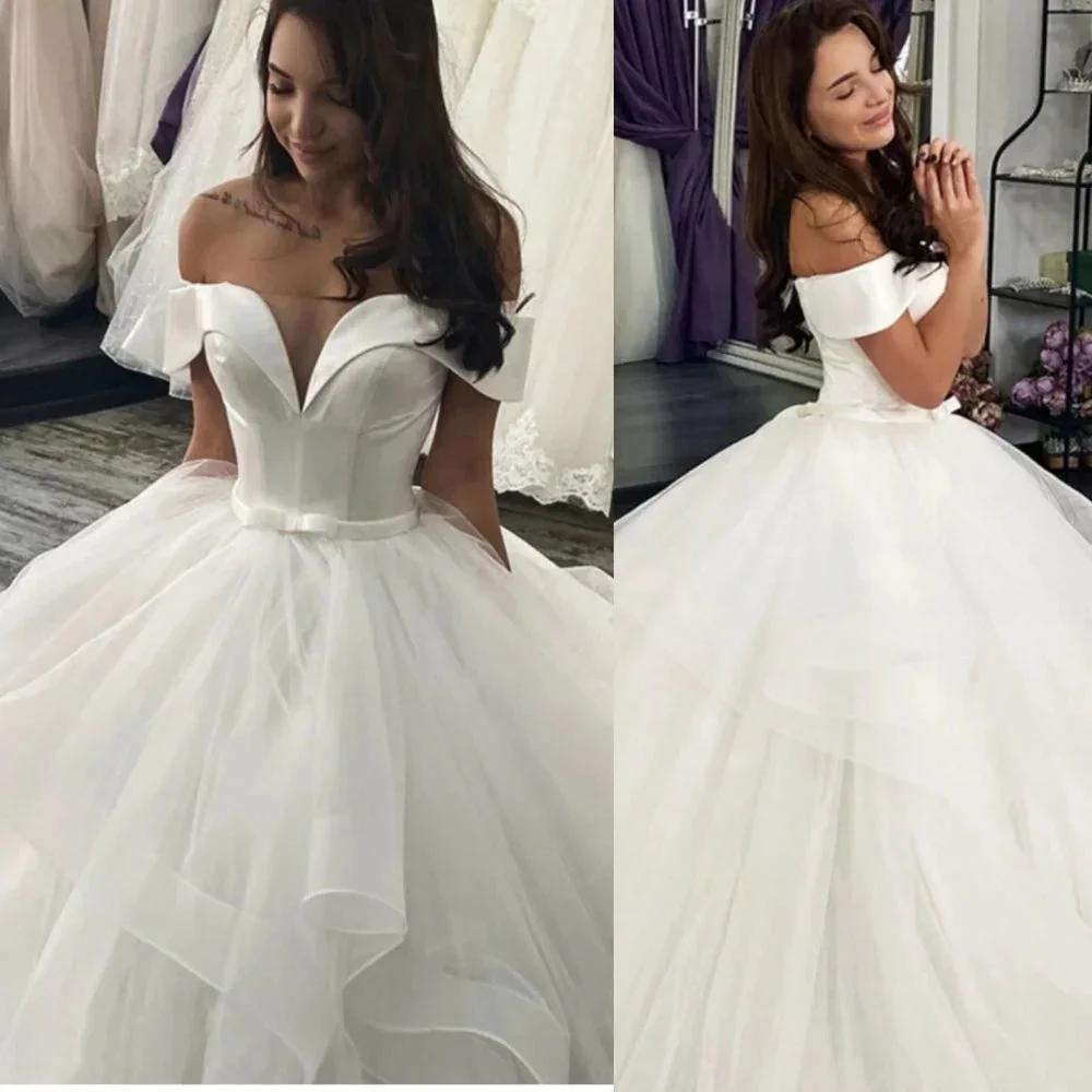 New Arrival Off-the-Shoulder Princess Puffy Layers Wedding Dress by misshow.com