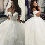 New Arrival Off-the-Shoulder Princess Puffy Layers Wedding Dress by misshow.com