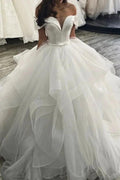 New Arrival Off-the-Shoulder Princess Puffy Layers Wedding Dress by misshow.com