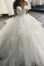 New Arrival Off-the-Shoulder Princess Puffy Layers Wedding Dress by misshow.com